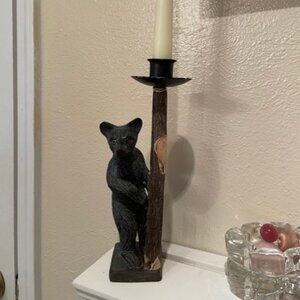 Cute! Carved Resin Bear Candle Holder